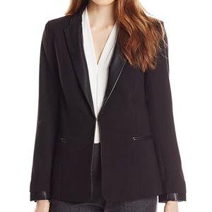 Adrianna Papell Women’s Blazer Faux Leather Combo